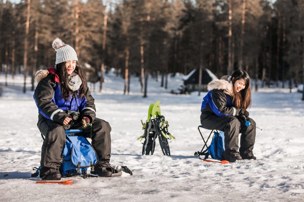 Snowshoeing and Ice Fishing in Lapland