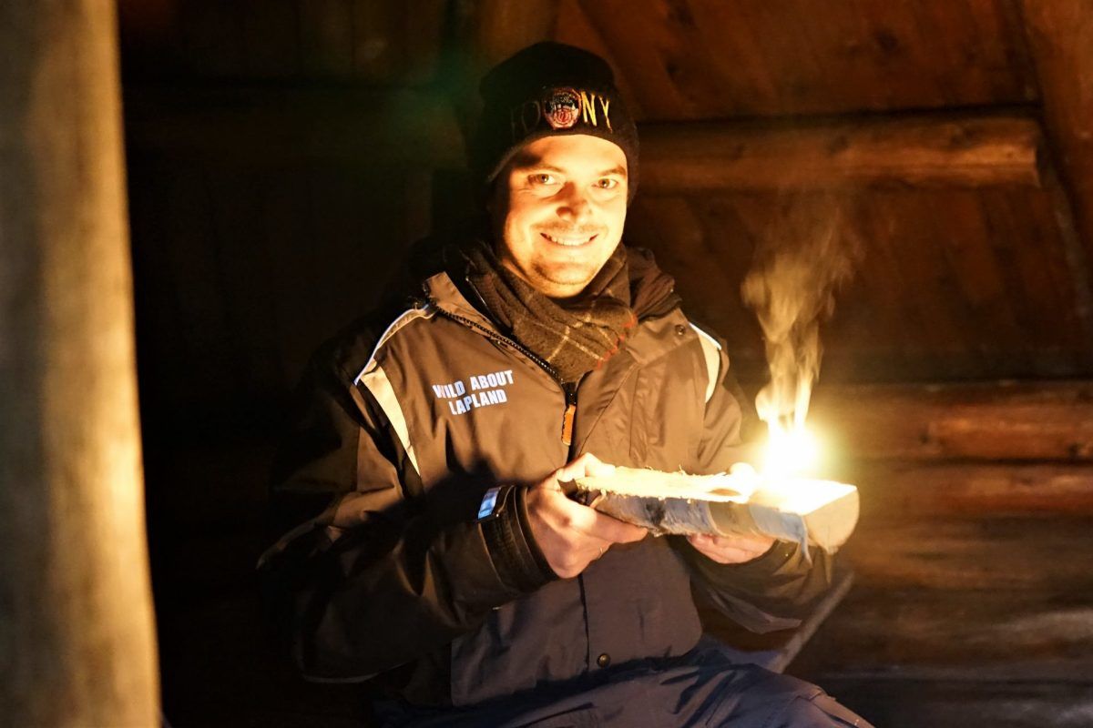 Making fire in Lapland