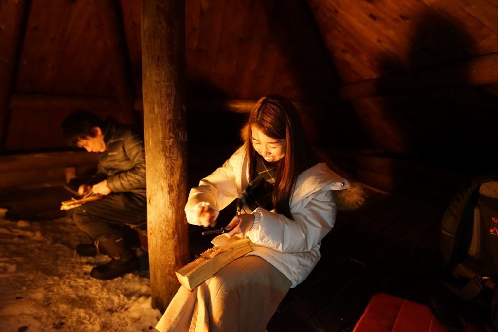 guest making fire