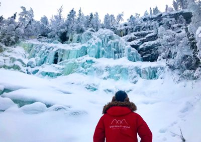 Exploring majestic frozen waterfalls in Korouoma Canyon