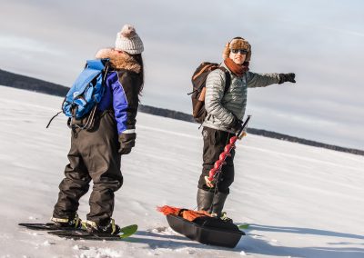 Snowshoeing and Ice Fishing trip in Arctic Wilderness