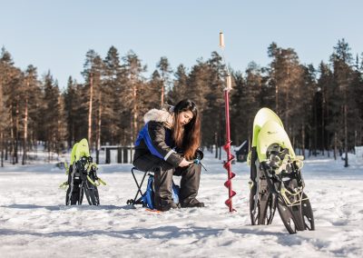 Snowshoeing and Ice Fishing trip in Arctic Wilderness